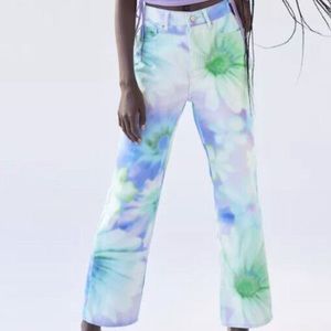 Floral high waisted jeans